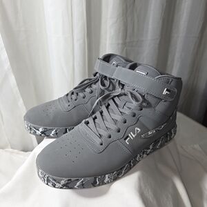Fila Men's Gray High-Top Sneakers with Camouflage Sole